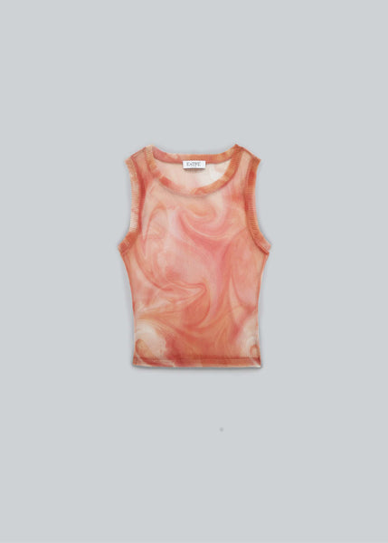 Mesh Pleated Tank Fire Print