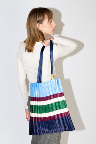 Sorrento Blue Pleated Tote Bag